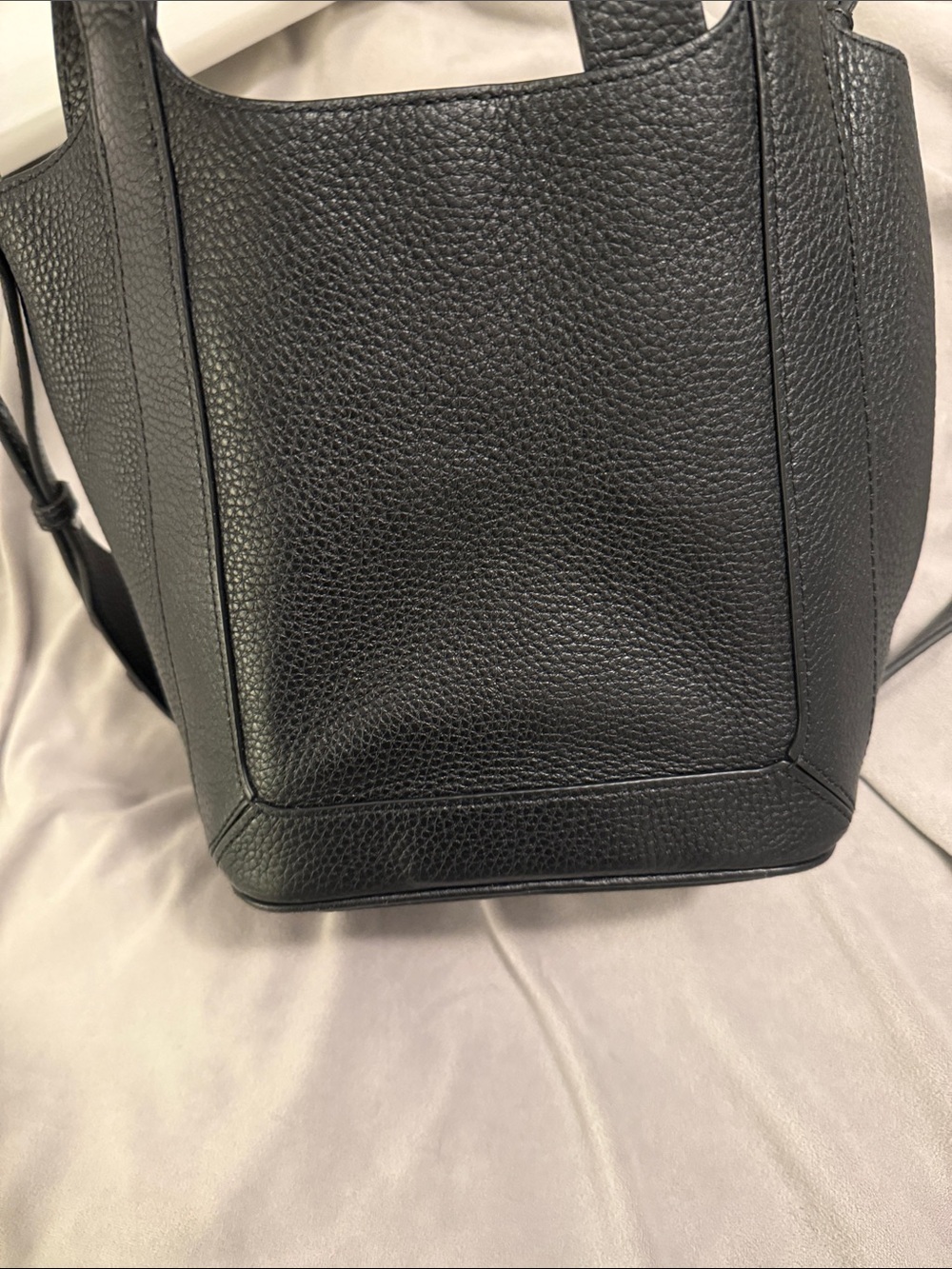 The Horse Alexie Tote! Black Pebbled Leather Shoulder Bag with Beige Interior - Picture 5 of 6